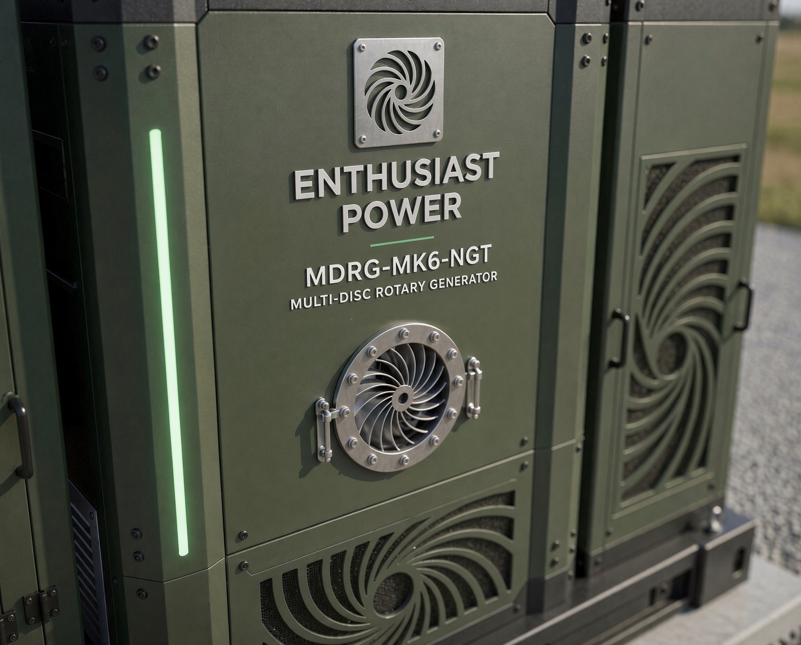 The MK6-NGT front panel: Enthusiast Power, MDRG-MK6-NGT, Multi-Disc Rotary Generator